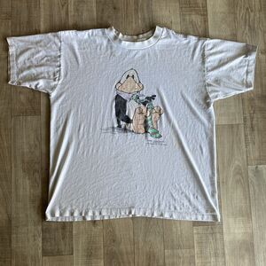 Vintage Single Stitch T Shirt Graphic L 80s USA Made National Penguin White